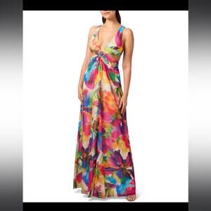 Liv Foster Multicolored-print Gown Colorful Size 0 Cut Outs